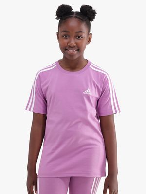 Girls adidas 3-Stripes Purple Tee