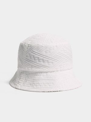 Jet Women's White Embossed Towelling Bucket Hat