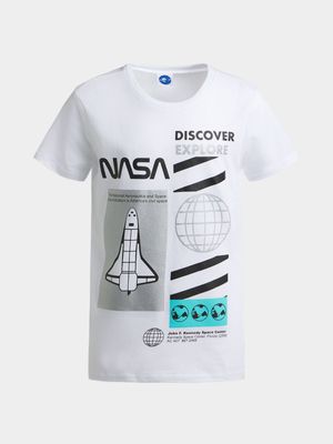 Jet Younger Boys White NASA T-Shirt