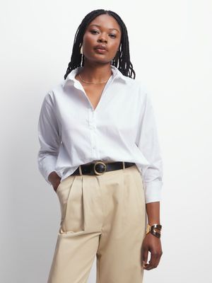 Jet Women's White Oversized Poplin Shirt