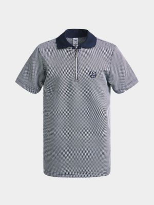 Jet Younger Boys Navy/White Jacquard Golf Shirt