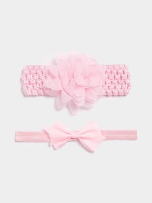 Jet Infant Girls Pink 2 Pack Headbands