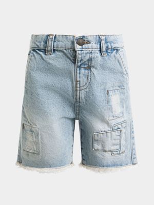 Jet Younger Boys Light Blue Ripped Shorts