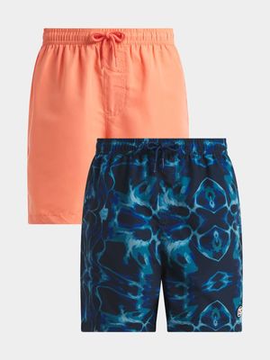 Boys TS 2-Pack Choral/Blue Volley Shorts