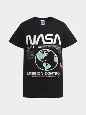 Jet Younger Boys Black NASA T-Shirt