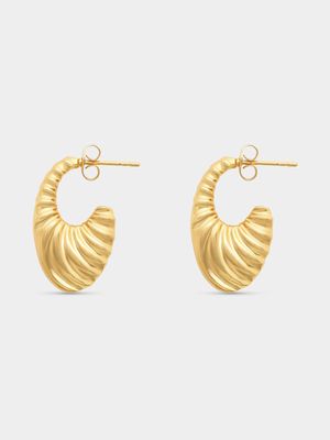 Stainless Steel Gold Tone Sculpture Hoops