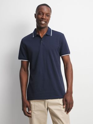 Jet Men's Navy Single Tipped Golf Shirt