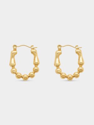 Stainless Steel Gold Tone Bubble Hoops