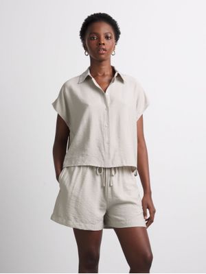 Women's Canvas Co-ord Boxy Shirt