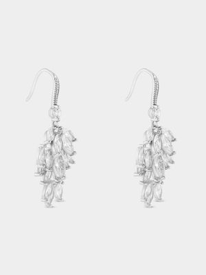 Sterling Silver Cubic Zirconia Marquise Cascade Drop Earrings