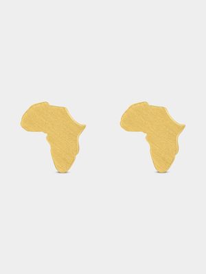 Stainless Steel Gold Plated Africa Stud Earrings