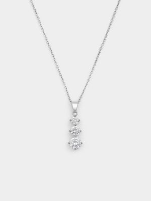 Sterling Silver Cubic Zirconia Trilogy Pendant