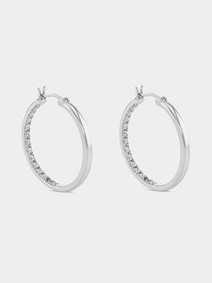 Cheté Sterling Silver Cubic Zirconia Inside Bling Hoop Earrings