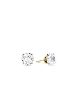 Gold-Toned Stainless Steel & Cubic Zirconia Round Stud Earrings