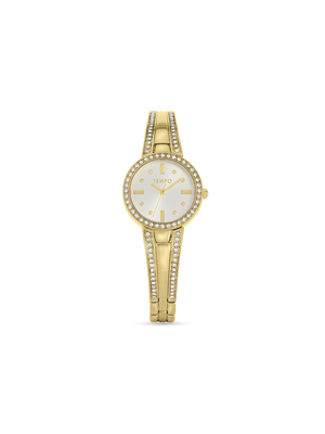 Tempo Woman's Silver Dial Gold Tone Sparkling Bangle Watch