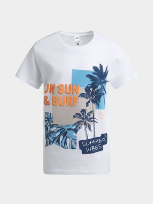 Jet Younger Boys White Fun Sun & Surf T-Shirt