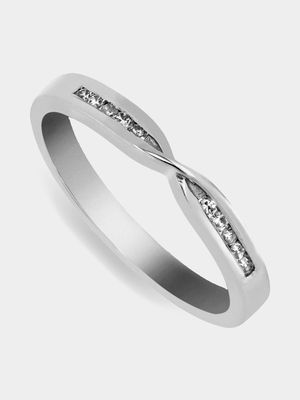 White Gold & 0.10ct Diamond Infinity Channel-Set Eternity Ring