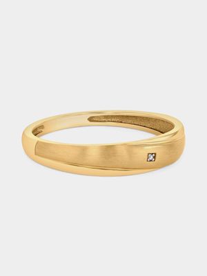 Yellow Gold Earth Grown Diamond Diagonal Groove Ring