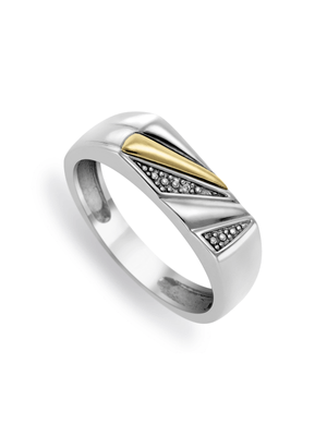 5ct Yellow Gold & Sterling Silver Men's Diamond Dress Ring