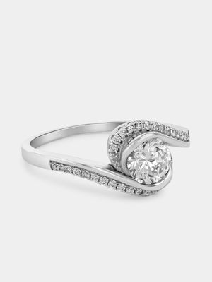 Sterling Silver Cubic Zirconia Round Embrace Ring