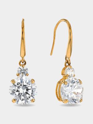 Yellow Gold, Cubic Zirconia Drop Earrings