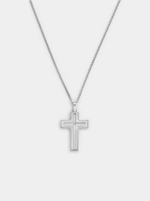 Stainless Steel Cubic Zirconia Kinetic Cross Pendant