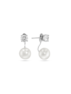 Cheté Sterling Silver Freshwater Pearl & Cubic Zirconia Drop Earrings