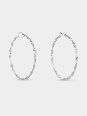 Sterling Silver Candy Twist Hoop Earrings