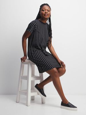 Jet Women's Black/White Striped T-Shirt Dress