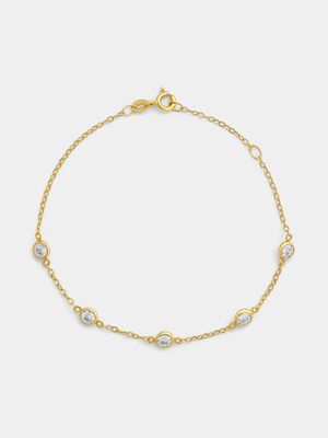 Yellow Gold Cubic Zirconia Station Bracelet