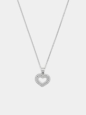 Sterling Silver Cubic Zirconia Open Heart Pendant