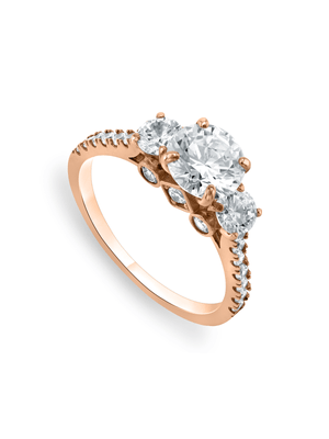 Rose Gold Cubic Zirconia Women’s Trilogy Ring