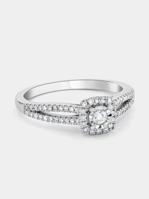 White Gold 0.28ct Diamond Illusion Cushion Ring