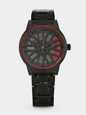 Ferro Men’s Black & Red Bracelet Watch