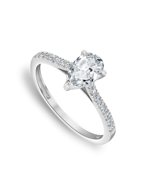 White Gold Moissanite Pear Pavé Women’s Ring