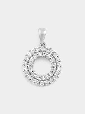 Sterling Silver Cubic Zirconia Double Circle Pendant Off Chain