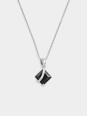 Sterling Silver Black Cubic Zirconia Flyover Pendant