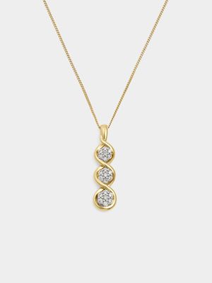 Yellow Gold 0.23ct Diamond Illusion Trilogy Pendant