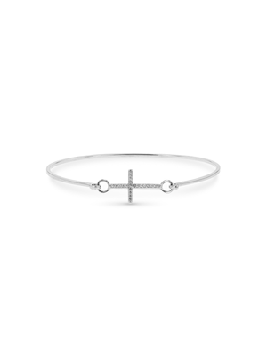 Sterling Silver Cubic Zirconia Cross Bangle