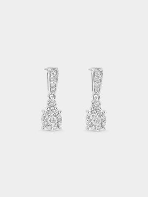 White Gold 0.15ct Diamond Illusion Drop Earrings