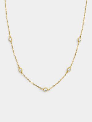 Yellow Gold Cubic Zirconia Station Necklace