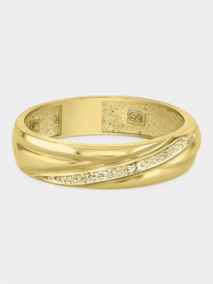 Yellow Gold Diamond Twisted Ribbon Wedding Band