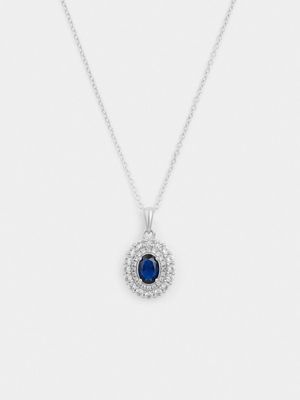 Sterling Silver Oval Regal Blue Pendant