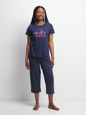 Jet Women's Navy/Pink Pyjama Sets