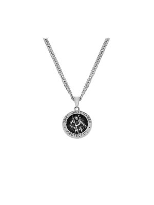 Stainless Steel Round Saint Christopher Men’s Pendant