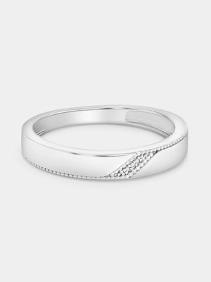 Sterling Silver Diamond Diagonal Pavé Ring