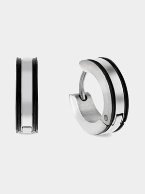 Two-Tone Stainless Steel Huggie Earrings