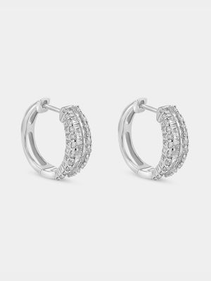 White Gold 0.50ct Diamond Women’s Channel Huggie Earrings