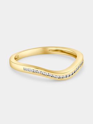 Yellow Gold 0.11ct Diamond Wave Ring