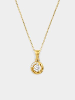 Sterling Silver GP CZ Swirl Halo Pendant